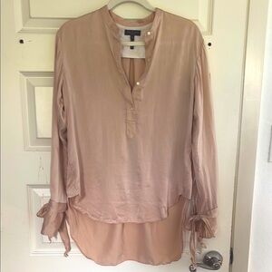 Rag & Bone Pink Blouse Relaxed Mandarin Collar